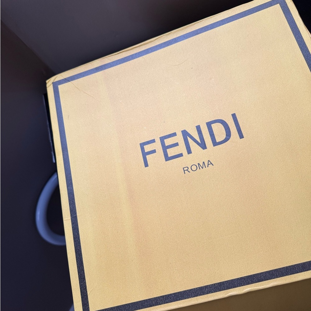 Fendi Cream Drawstring Bag in Yellow Box